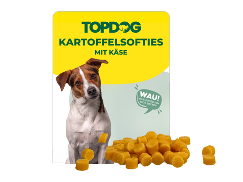 TOPDOG Kartoffel Softies mit Käse – Trainingssnack für Hunde (200 g, halbsoft)