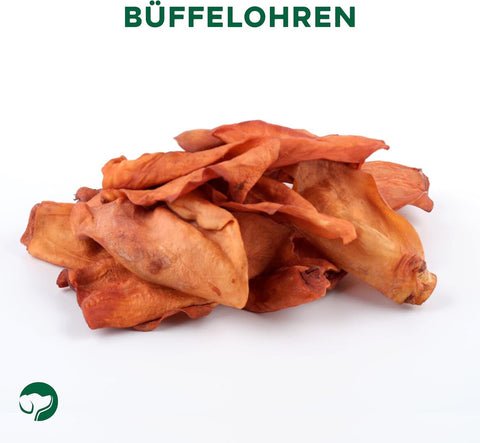 TOPDOG Knabberohren vom Büffel – Naturkauartikel für Hunde (fettarm, ohne Zusatzstoffe)