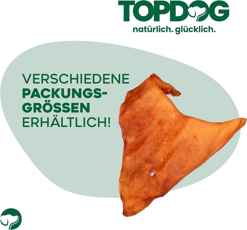 TOPDOG Knabberohren vom Büffel – Naturkauartikel für Hunde (fettarm, ohne Zusatzstoffe)