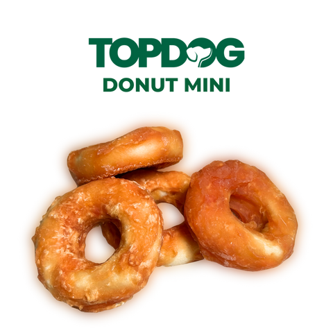 TOPDOG Chicken Donut Mini Dental Care – Kausnack für kleine Hunde (Rinderhaut mit Hühnerbrustfilet, zuckerfrei)