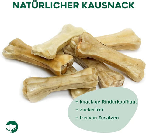TOPDOG Kauknochen 12 cm – Naturkauartikel aus gepresster Rinderkopfhaut (ohne Zusatzstoffe)