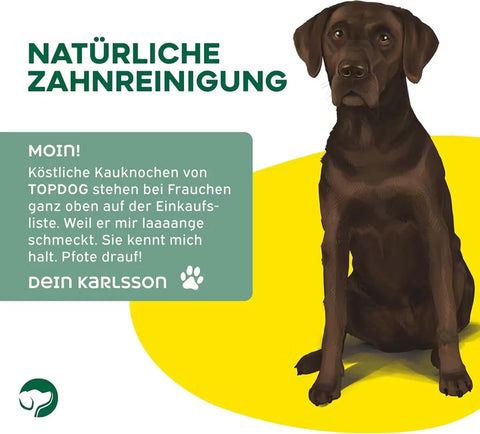 TOPDOG Kauknochen 12 cm – Naturkauartikel aus gepresster Rinderkopfhaut (ohne Zusatzstoffe)