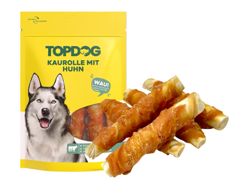 TOPDOG Kaurolle mit Huhn Dental Care – Kausnack für Hunde (5 Stück, zuckerfrei)