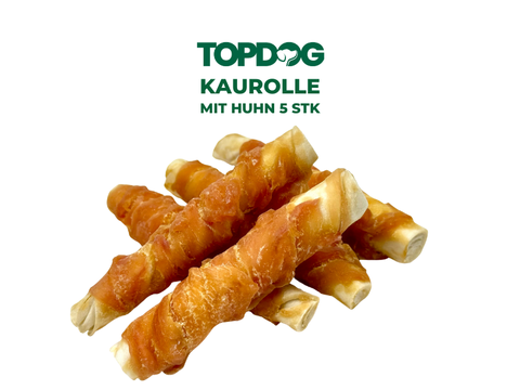 TOPDOG Kaurolle mit Huhn Dental Care – Kausnack für Hunde (5 Stück, zuckerfrei)