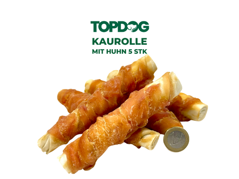 TOPDOG Kaurolle mit Huhn Dental Care – Kausnack für Hunde (5 Stück, zuckerfrei)