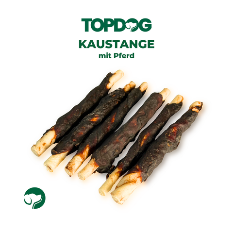TOPDOG Kaustange mit Pferd – Kausnack für Hunde (70 g, Pferdefleisch mit Rinderhaut)