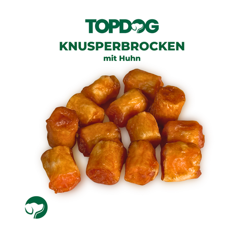 TOPDOG Knusperbrocken mit Huhn – Trainingssnack für Hunde (70 g, 90 % Hühnerfilet)