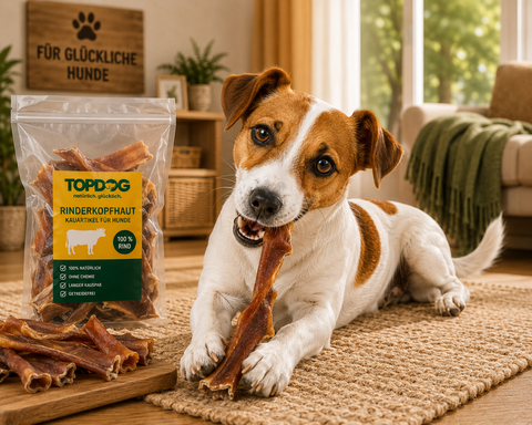 TOPDOG Rinderkopfhaut 20–30 cm – Naturkauartikel für Hunde (100 % Rind, ohne Zusatzstoffe)