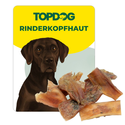 TOPDOG Rinderkopfhaut 8–10 cm – Naturkauartikel für Hunde (mundgerechte Stücke, ohne Zusatzstoffe)