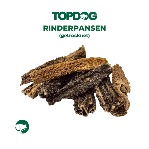 TOPDOG Rinderpansen 10 × 100 g – Naturkauartikel für Hunde (Portionsbeutel, ohne Zusatzstoffe)