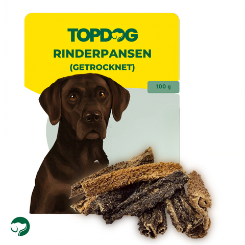 TOPDOG Rinderpansen 10 × 100 g – Naturkauartikel für Hunde (Portionsbeutel, ohne Zusatzstoffe)