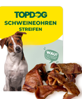 TOPDOG Schweineohren Streifen – Naturkauartikel aus eigener Herstellung (1 kg, ohne Zusatzstoffe)