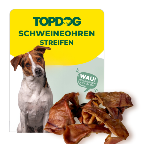 TOPDOG Schweineohren Streifen – Naturkauartikel aus eigener Herstellung (1 kg, ohne Zusatzstoffe)