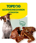 TOPDOG Schweineohren Streifen – Naturkauartikel aus eigener Herstellung (1 kg, ohne Zusatzstoffe)