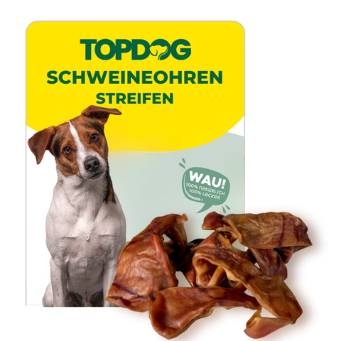 TOPDOG Schweineohren Streifen – Naturkauartikel aus eigener Herstellung (1 kg, ohne Zusatzstoffe)