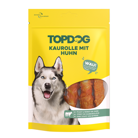 TOPDOG Kaurolle mit Huhn Dental Care – Kausnack für Hunde (5 Stück, zuckerfrei)