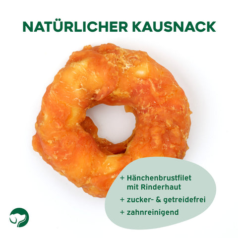 TOPDOG Chicken-Donut Dental Care – Kausnack für Hunde (Rinderhaut mit Hühnerbrustfilet, zuckerfrei)