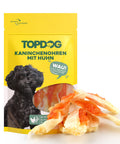TOPDOG Kaninchenohren mit Hühnerfilet – Kausnack für Hunde (70 g, ohne Zusatzstoffe)