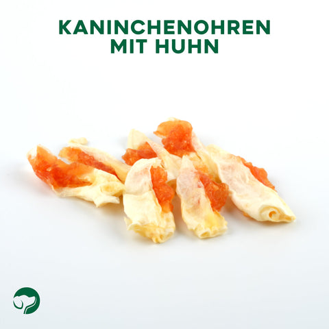 TOPDOG Kaninchenohren mit Hühnerfilet – Kausnack für Hunde (70 g, ohne Zusatzstoffe)
