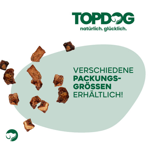 TOPDOG Lobhappen Rinderlunge – Trainingssnack für Hunde (70 g, 100 % Rinderlunge)