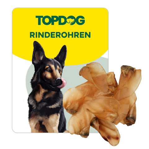 TOPDOG Rinderohren naturbelassen – Naturkauartikel für Hunde (ohne Zusatzstoffe)