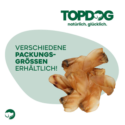TOPDOG Rinderohren naturbelassen – Naturkauartikel für Hunde (ohne Zusatzstoffe)