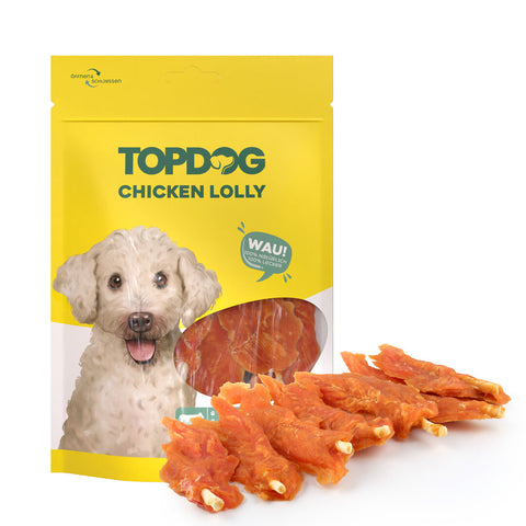 TOPDOG Chicken-Lolly Dental Care – Kausnack für Hunde (250 g, zuckerfrei)