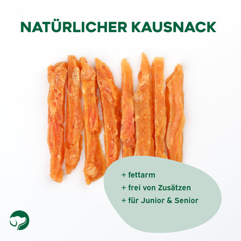 TOPDOG Hühnerbrustfilet in Streifen – Trainingssnack für Hunde (80 g, 96,8 % Huhn)