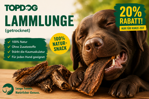 TOPDOG Lammlunge – Naturkauartikel für Hunde (500 g, ohne Zusätze)