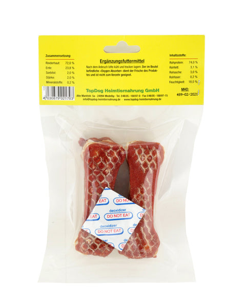 TOPDOG Kauknochen mit Ente – Kausnack für Hunde (2 Stück, zuckerfrei, getreidefrei)