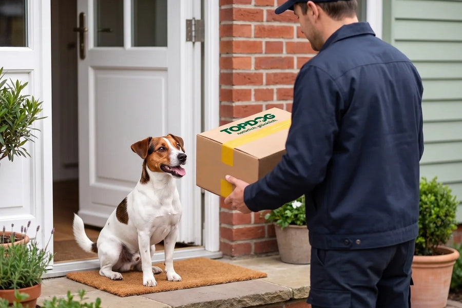 Paketlieferung an der Haustür, Uwe wartet schon